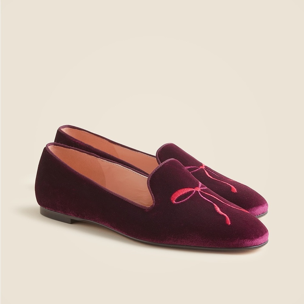 J Crew Made-in-Italy smoking slippers in embroidered velvet CP095